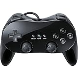 SQDeal クラシックプロコントローラーコンソール ゲームパッド ジョイスティック Nintendo Wiiゲームリモコン対応 (ブラック)