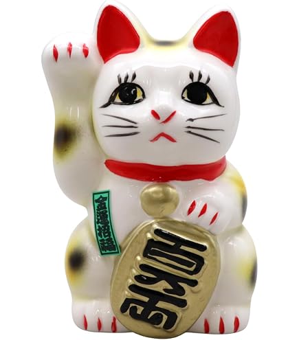 Amazon.co.jp: 白 小判猫 4号 人を招く左手 招き猫 常滑焼 : ホーム