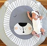 YEVEM Kids Blankets Animals Lion Baby Quilted Round Play Mats Children Developing Blankets Crawling 