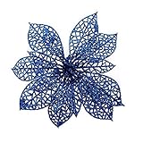 Zabrina 6 Pcs 13cm Christmas Tree Decorative Silk Flower Gold Poinsettia Bush and Red Poinsettia Bus