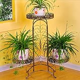 ヨーロッパスタイルのアイアンフラワーラックマルチレイヤー屋内および屋外の植物棚バルコニーリビングルームフラワーポットディスプレイスタンドフロアタイプ ( 色 : ブロンズ )