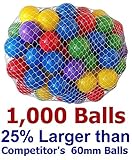 My Ballsパックの1000個2.5 " True toサイズボールフタル酸フリーBPAフリーCrushプルーフプラスチックボールで5明るい色