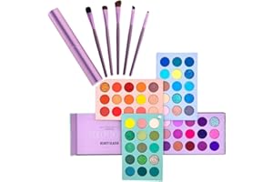 美しさを施したメイクアップキット、60色のアイシャドウパレット＆5本のメイクアップブラシセット、4 in 1ボードの高着色のグリッターマットアイシャドウの回転真珠光沢のある裸眼化粧品メイクアップパレット