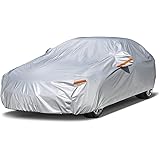 Kayme 6層自動車ボディカバー加厚, 裏起毛タイプ 防水 台風対策 防輻射紫外線防雪防塵屋 外のカーカバー ，ジッパー付き。トヨタカローラ/ホンダシビック/スバルインプレッサ/トヨタプリウスに対応, 車 カバーフィットセダンワゴン(470*180
