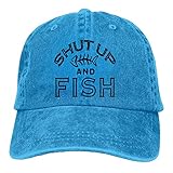 大人 デニム キャップシャット・アップ・フィッシュ 魚 大人気 旅行 レジャー・キャップ UVカット 紫外線対策 日よけ 小顔効果 プリント付き 無地 ブルー