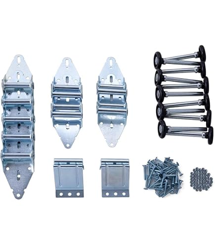 Garage Door Roller & Track Tune-Up Kit – Hinges, Cables, Top Brackets & 4 Stem Rollers (Fits 8' Doors, 9.6' Cables)
