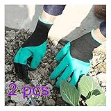 yiteng ガーデングローブ　植栽手袋 バラ手袋　園芸用手袋　爪付き　掘りと植栽用防刃グローブ　耐久性　園芸用具 ガーデニング用手袋 防水作業用手袋 右手爪付き-2对 4個