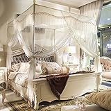 royal-ヨーロピアンスタイルスクエアトップMosquito Net three-door暗号化Thickeningシングルダブルベッドステンレススチールブラケット 1.8m (6 feet) be