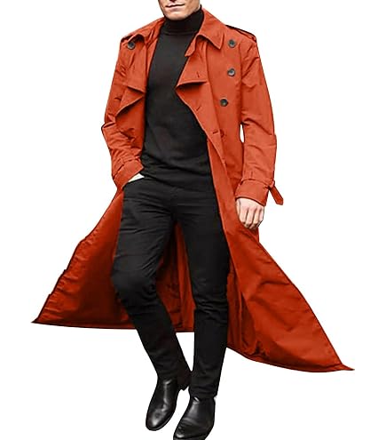 Amazon.co.jp: メンズコートレザーゴシックロングトレンチコート
