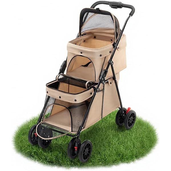 Amazon.co.jp: 二段式 ペット用ベビーカー 多機能 多頭用 4輪