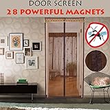 Omgogo Magnetic Door Screen Full Frame Velcro Bug Mesh Fits Door Openings up to 34"x82" MAX coffee [