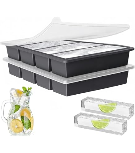 LEMONSODA Collins Ice Cubic: Stampo Per Cubetti Di Ghiaccio A Lancia, 6 Pezzi, 100% Trasparenti, In Silicone Alimentare Con Coperchio