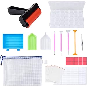 CAOBAO 42Pcs 5D ダイヤモンド絵画アクセサリー ツールキット ダイヤモンド刺繍アクセサリー アート用品 収納ボックス