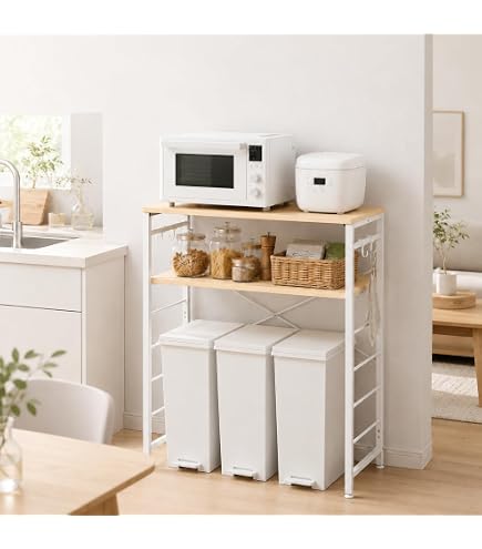 Amazon.co.jp: 弘益 キッチンラック ナチュラル 約60×46×100cm
