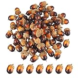 bememo 100パック人工Acorns LifelikeシミュレーションAcorn with Natural Acornキャップfor Crafting、結婚式、家の装飾
