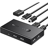 UGREEN HDMI KVM切替器 2入力1出力 キーボード、マウス、モニターを共有 PC2台用 4K@60Hz USB2.0 4ポート 切替器 HDMI2.0専用 ドライバー不要 簡単接続 手元スイッチ&USBケーブル付