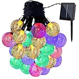 GDEALER Solar String Lights 20ft 30 LED Crystal Ball Waterproof Outdoor String Lights Solar Powered 