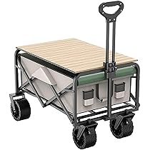 【新品】キャリーワゴン　折りたたみ　キャンプワゴン　テーブル付き　アウトドア 楽天市場】折りたたみ キャリーカートテーブル 76×48cm 天板