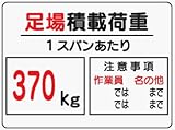 イラスト標識 WE5C 足場積載荷重370kg クリーンエコボード製 450×600mm