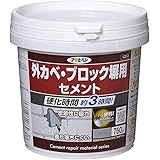 アサヒペン セメント系補修材 外カベ・ブロック塀用セメント 750g C012グレー系 コンクリート面 壁用 ひび割れ補修 穴補修 日本製