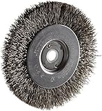 Weiler Trulock Narrow Face Wire Wheel Brush, Round Hole, Stainless Steel 302, Crimped Wire, 4" Diame