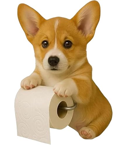 Amazon.co.jp: 犬のトイレットペーパーホルダー、樹脂コーギー犬