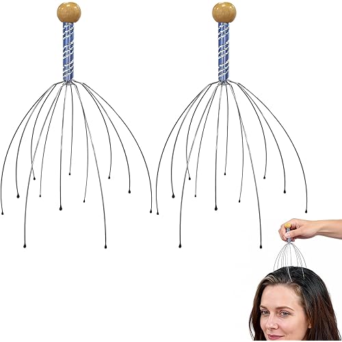 2-Pack Octopus Shape Handheld Head Massage Tingler, Scalp Scratcher for Comprehensive Deep Relaxation, Hair Stimulation and S