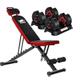 Amazon | CuteeFox 商品 トレーニングベンチ＋可変式 ダンベル 24kg