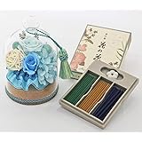 【Amazon.co.jp 限定】プリザーブドフラワー お供え 長持ち 枯れない花 母の日参り プリザドーム 玉響 (ブルーお香セット)