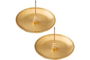 OIIKI 2Pack 3 in 1 Stick Incense Burner, 5.5 Inch Brass Incense Holder, Alloy Cone Ash Catcher for Indoor Outdoor Use