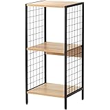 イーサプライ オープンラック 3段 木製 シェルフ スチール ウッド 幅37cm×奥行34cm×高さ82cm インテリア 収納 ワイヤーメッシュ EEX-DKSH05