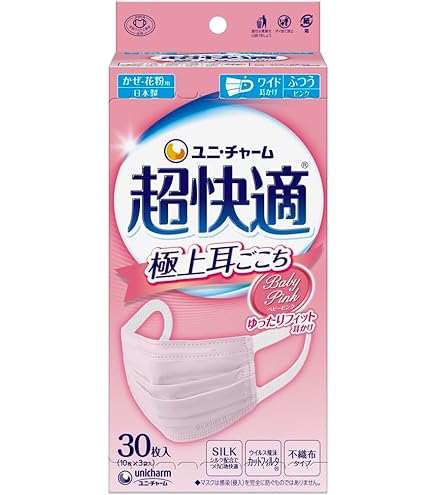 Amazon.co.jp: 超快適マスク 風邪・花粉用 プリーツタイプ ピンク