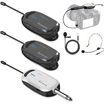 Amazon | ワイヤレスマイク UHF 2人用 ピンマイク/ヘッドセット両対応