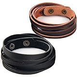 Chic Exquise Designs Handmade Genuine Vintage Leather Wrist Cuff Wrap Bracelet Adjustable