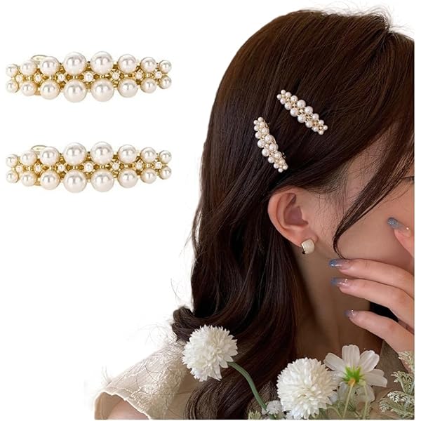 Amazon | MIUMIU ロゴ パール ヘアクリップ 2個セット バレッタ