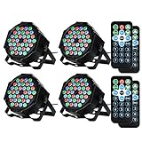 Zehui 36 LED PARライトRGBカラフルな7照明モードステージライト柔軟なリモート制御DMXコントロールディスコライトUSプラグ4 Packed