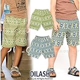 (ディラッシュ) DILASH初夏'16 ネイティブ柄綿麻キャンバスハーフパンツ 110 ブルー