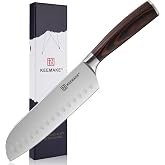 KEEMAKE 包丁 三徳包丁 高炭素ステンレス 180mm 食洗機対応 万能包丁 両利き 天然木柄 肉切り包丁 | キッチン用品 プレゼント(シルバー)