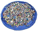 USuNOおもちゃストレージバッグKids Playフロアマットオーガナイザー折りたたみ式ピクニックキャンプマットレスショルダーバッグ(ブルー)