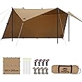 GOGlamping HENGEN+スクエアタープTC 正方形タープ ポリコットン 焚き火可 【19箇所ループ・特殊防水テープ付き】500mm耐水圧 撥水加工 遮光/遮熱/難燃 ソロキャンプ 軽量 コンパクト キャンプ アウトドア (カーキ（2.95
