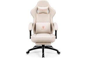 Dowinx ゲーミングチェア チェア 椅子 テレワーク ゲームチェア オフィスチェア イス いす ワークチェア pcチェア パソコンチェア 通気性 PUレザー 高反発 リクライニング140度 ポケットコイルクッション 疲れない 事務椅子 アイボリー