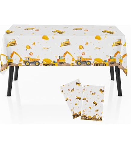 3-Pack Construction Theme Plastic Tablecloths - 54x108 Inches, Kids Birthday Party Decor - View #11