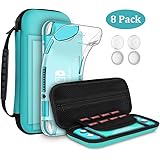 GeeRic スイッチライト 対応 ケース Switch Lite 対応 カバー Switch Lite 対応 アクセサリ 8点セット シリコンケース Switch Lite 対応 ガラスフィルム 2枚 Switch Lite 対応 収納ケース 親指キャップ 4個入り スイッチライト 対応 カバー 収納 持ち運び グリップ グリーン