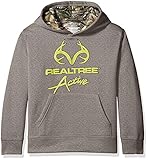 Realtree Big Boys' Screened Logo Hoody Cationic Grey M (8) [並行輸入品]