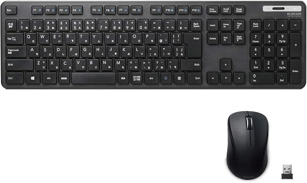 エレコム ワイヤレスキーボード マウスセット メンブレン 薄型 フルキーボード ブラック TK-FDM110MBK - 1