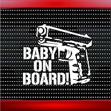 Baby on Board # 4ガン車ステッカートラックウィンドウビニールデカール グレイ BabyOnBoard-4GunLightGray