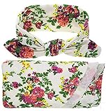 おくるみ ひざ掛け ブランケット+ヘッドバンド 赤ちゃんウサギの耳 花 包まれたタオル ベビースリーパー 出産祝い (白)