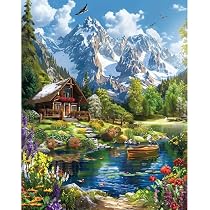 Amazon.co.jp: Fokenzary 数字ペイント 数字涂色 雪山の風景 大人