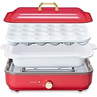 アイリスオーヤマ(IRIS OHYAMA) ホットプレート たこやき器 深鍋 2way 洗いやすい おしゃれ 温度調節機能付き 保証付き PHP-1002TC-R レッド