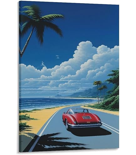 Amazon.co.jp: トライエックス ポスター 永井博/WHITE CAR AND THE